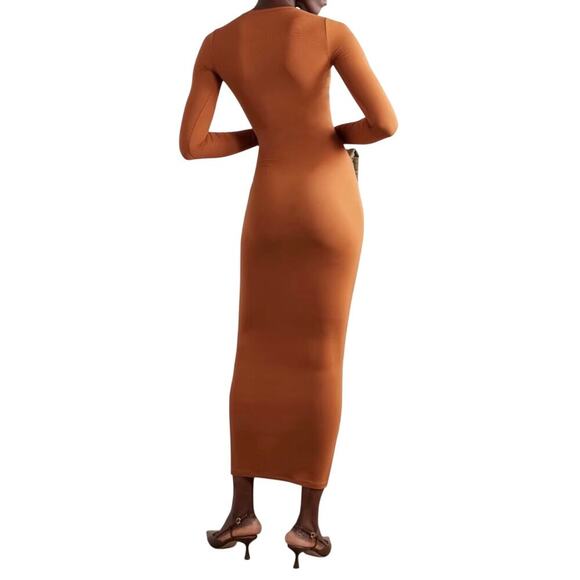 SKIMS Fits Everybody Crewneck Long Sleeve Dress – Color Bronze – Size XL – NWOT - Picture 3 of 5